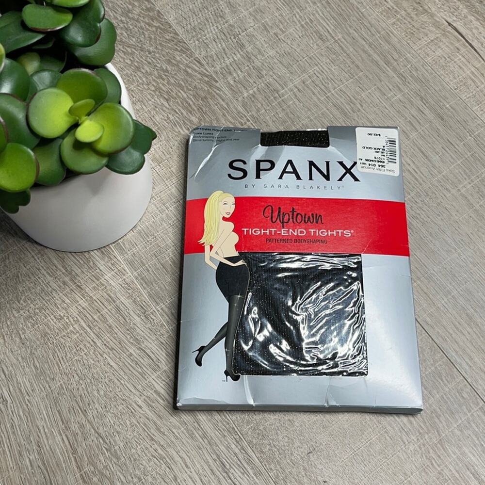 NWT SPANX Black & Gold Uptown Tight End Tights
